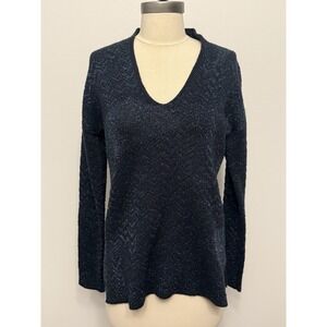 SimplyVera Tinsel Glitter Sparkly Blue M Sweater Women's Holiday Glam Christmas